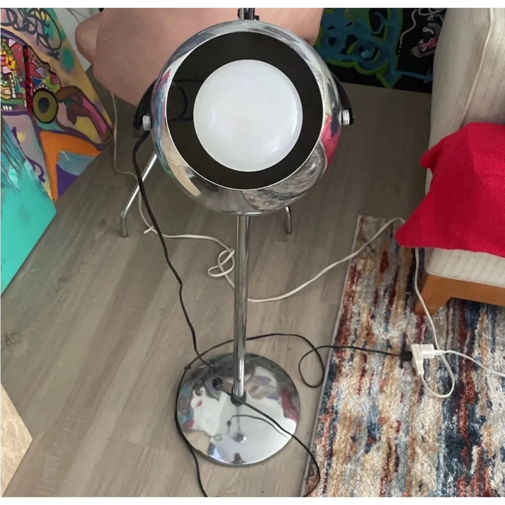 True vintage eyeball style chrome floor lamp, not a reproduction